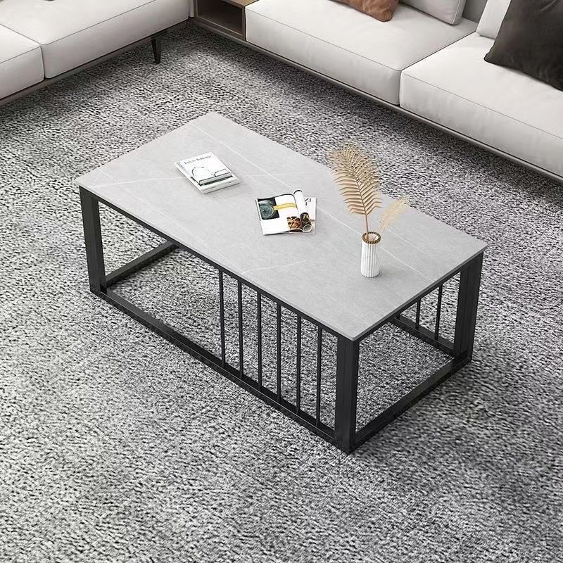 Contemporary Stone Coffee Table Rectangle Frame Coffee Cocktail Table Clearhalo 'Coffee & Accent Tables' 'Coffee Tables' 'coffee_tables' 'furn' 'furn_coffee_tables' 'Furniture' 'Living Room Furniture' 1200x1200_1c77f985-6390-40c9-8b2e-441ca1477723