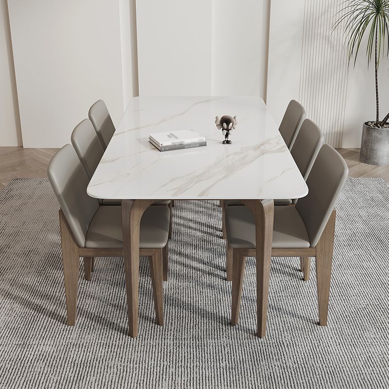 焼結石白ダイニングテーブル工業スタイル4脚のテーブルダイニングルーム用