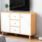 Contemporary TV Stand Console Wooden TV Stand with Drawers and Doors , 12" D X 31.5" H Clearhalo 'furn' 'furn_tv_stands_entertainment_centers' 'Furniture' 'Living Room Furniture' 'TV Stands & Entertainment Centers' 'TV Stands & Media Storage Furniture' 'tv_stands_entertainment_centers' 1200x1200_1c7a235a-3805-4276-b1d2-ccab8c4147a6