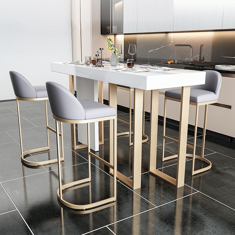 Tabourets de bar en simili cuir Glam Tabourets de salle à manger sans accoudoirs avec base en métal