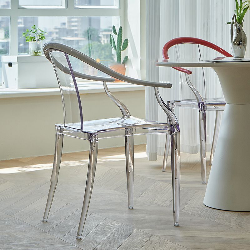 Contemporary Kitchen Dining Arm Chair Slat Back Plastic Chair