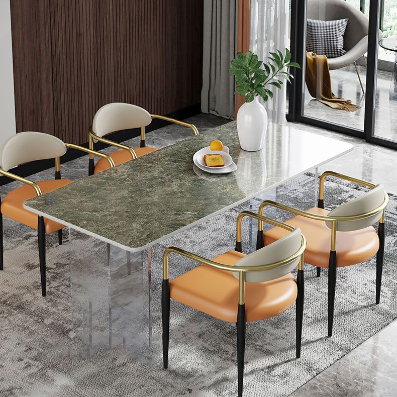 Designer Style 1/4/5/7 Pieces Dining Set Sintered Stone Top Dining Table with Chairs Clearhalo 'Dining Room Sets' 'Dining Tables & Seating' 'dining_room_set' 'furn' 'furn_dining_room_set' 'Furniture' 'furniture_dining_room_set' 'Kitchen & Dining Furniture' 1200x1200_1c7cf778-3490-42df-bfda-f2eb411c7e73