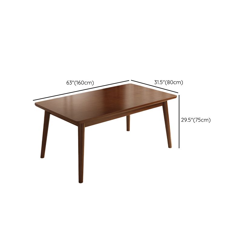 Contemporary Rectangular Solid Wood Tabletop Dining Table with 4 Foot