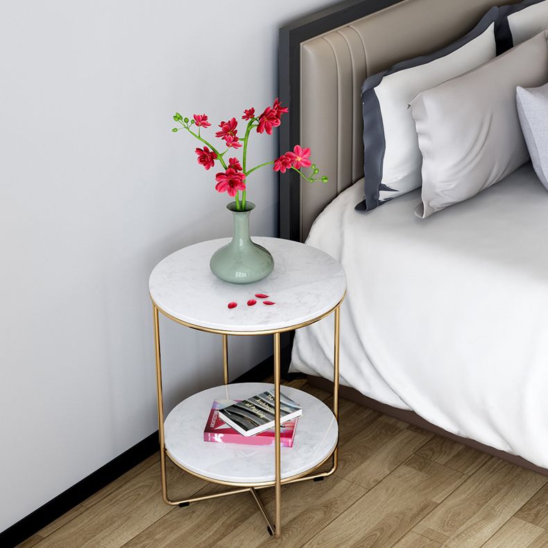 23.62 "Cama de altura Mesa de mármol nocturna con 2 estantes