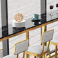 Glam Style Bar Table 42-inch Height Artificial Marble Top Bistro Table with Pedal