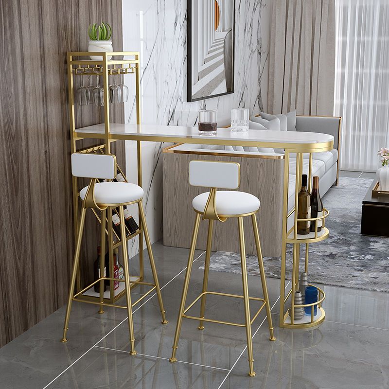 Sintered Stone Bar Table Modern Tulip Dining Table with Storage Shelves Clearhalo 'Bar Furniture' 'Bar Tables' 'bar_tables' 'furn' 'furn_bar_tables' 'Furniture' 'Kitchen & Dining Furniture' 1200x1200_1c8183f9-9527-4f0e-aa81-2828de1e6595