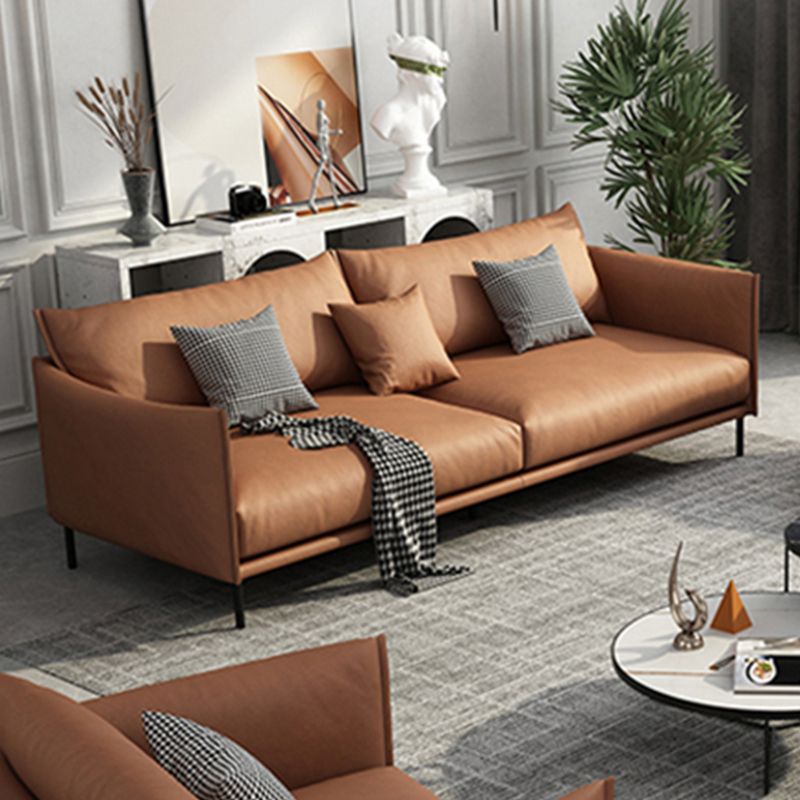 Hedendaagse donkerbruine kussens Standaard vierkante arm Stationaire bank