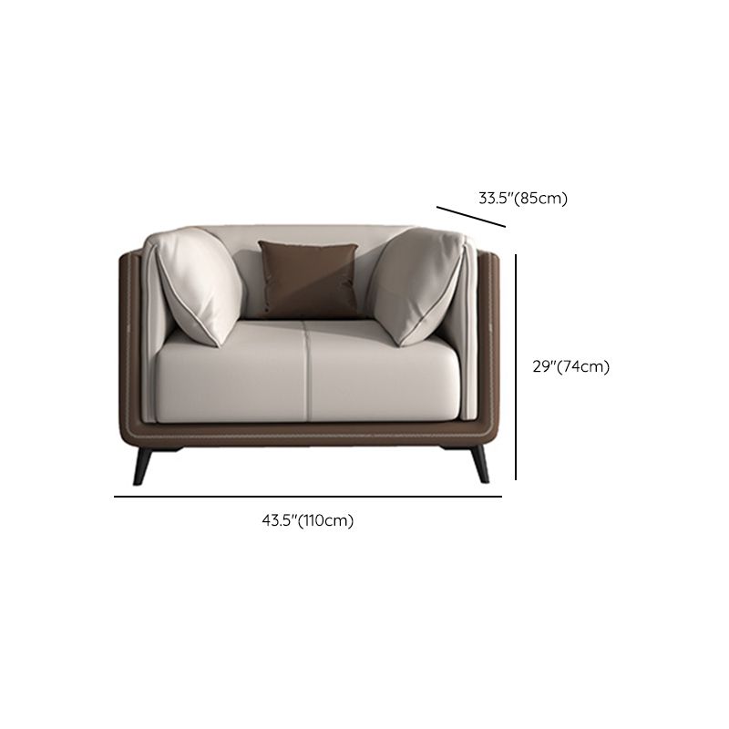 Genuine Leather Sofa Stationary Square Arm Seating for Living Room