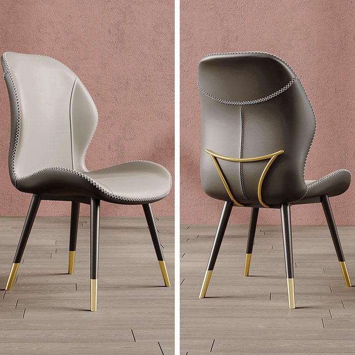 Glam Leather Dining Chair Wingback Side Furniture in Matte Finish for Indoor Clearhalo 'Dining Chairs' 'Dining Tables & Seating' 'dining_chair' 'furn' 'furn_dining_chair' 'Furniture' 'Kitchen & Dining Furniture' 1200x1200_1c82ebab-d766-4041-be97-b26889267f6f