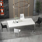 Modern Rectangle Dining Table Sintered Stone Top 4 Metal Legs Dining Room Table Clearhalo 'Dining Tables & Seating' 'Dining Tables' 'dining_table' 'furn' 'furn_dining_table' 'Furniture' 'Kitchen & Dining Furniture' 1200x1200_1c837c78-b210-4766-8721-637b95bbd30d
