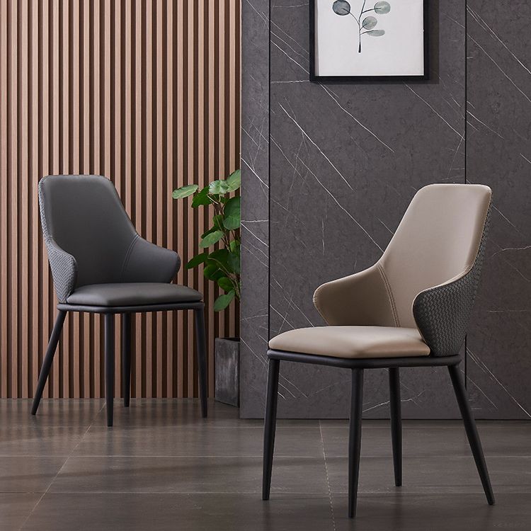 Modern Leather Dining Side Chairs Indoor Upholstered Arm Chair with Black Legs Clearhalo ' kitchen&dining_furn' 'Dining Chairs' 'Dining Tables & Seating' 'dining_chair' 'furn' 'furn_dining_chair' 'Furniture' 'furniture_dining_chair' 'Kitchen & Dining Furniture' 'kitchen' 1200x1200_1c838e13-d2e0-4882-981a-2cb5609cf762
