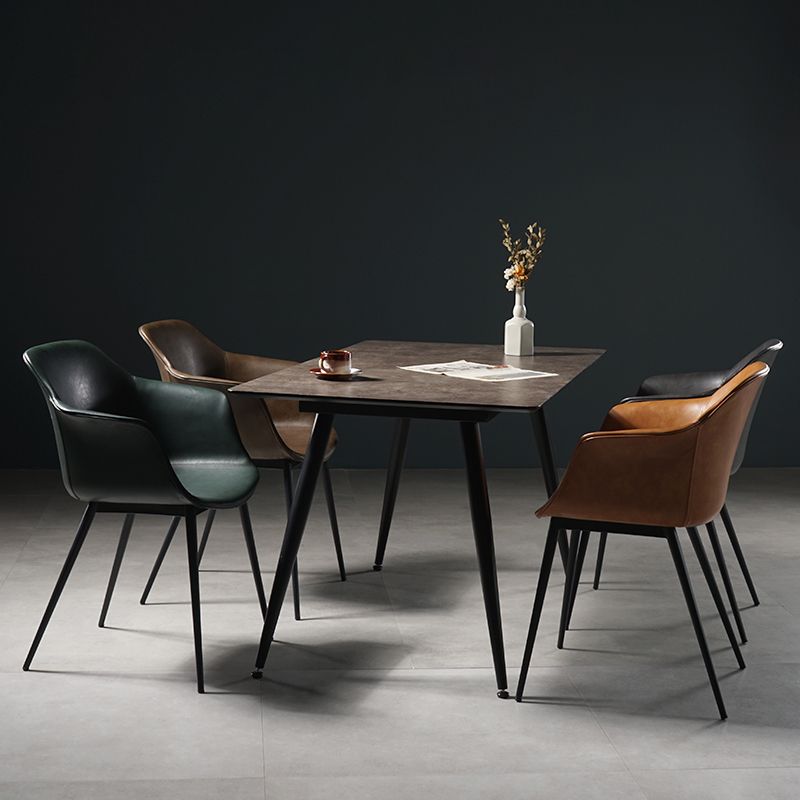 Scandinavian Dining Arm Chair Solid Back Side Chair with 4 Metal Legs for Home Use Clearhalo ' kitchen&dining_furn' 'Dining Chairs' 'Dining Tables & Seating' 'dining_chair' 'Furniture' 'furniture_dining_chair' 'Kitchen & Dining Furniture' 'kitchen' 1200x1200_1c83eeaf-7283-47a2-a199-99fdd77253f6