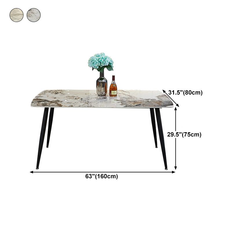 Rectangle Stone Top Dining Table Contemporary Dining Table with 4 Legs in Black Clearhalo 'Dining Tables & Seating' 'Dining Tables' 'dining_table' 'furn' 'furn_dining_table' 'Furniture' 'furniture_dining_table' 'Kitchen & Dining Furniture' 1200x1200_1c84c7cc-1955-401c-bcfe-38026f49a468