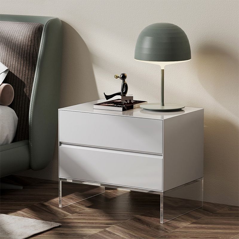 Contemporary Wood Nightstand 20-inch Tall 2-Drawer Night Table with Acrylic Base Clearhalo 'Bedroom Furniture' 'furn' 'furn_night_stand' 'Furniture' 'night_stand' 'Nightstands' 1200x1200_1c8751d3-8f24-4e36-bb9d-a8ef7dad4e73