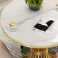 Gold Pedestal Dining Table Modern Style Round Stone Top Table Clearhalo 'Dining Tables & Seating' 'Dining Tables' 'dining_table' 'furn' 'furn_dining_table' 'Furniture' 'Kitchen & Dining Furniture' 1200x1200_1c875c3a-ee1c-4926-b3ff-12d768d84e59