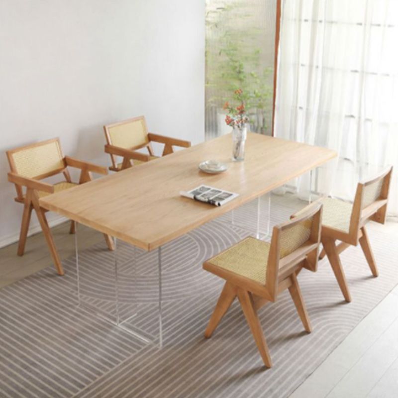 Table à manger rectangulaire en acrylique, Table moderne en bois de pin pour la cuisine