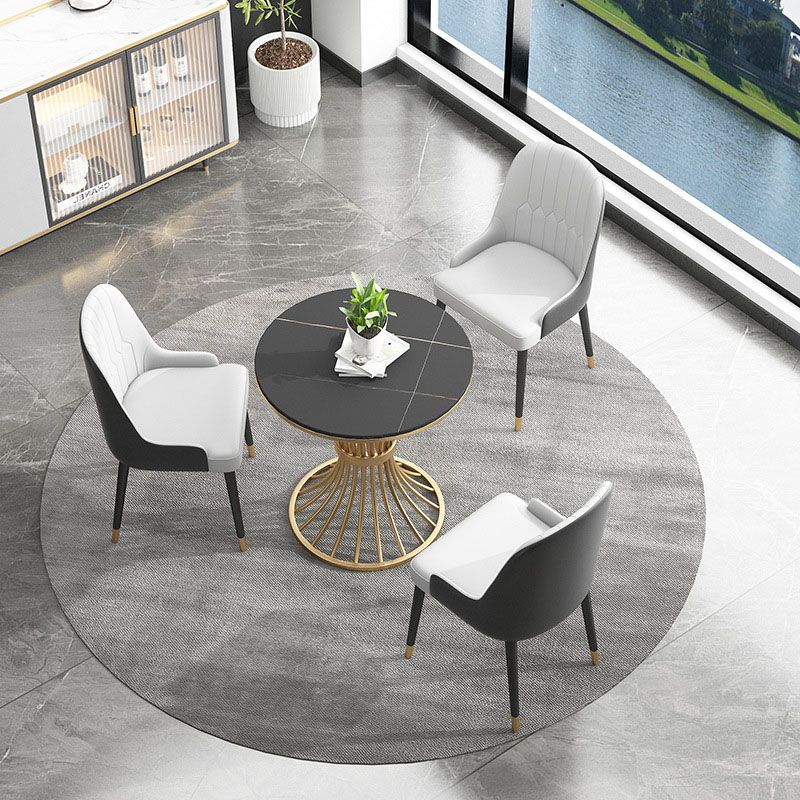 Glam Style 1/3/4/5 Pieces Dining Set Round Sintered Stone Dining Table Set Clearhalo 'Dining Room Sets' 'Dining Tables & Seating' 'dining_room_set' 'furn' 'furn_dining_room_set' 'Furniture' 'furniture_dining_room_set' 'Kitchen & Dining Furniture' 'kitchen&dining_furn' 'kitchen' 1200x1200_1c8956bf-8486-4520-8455-74d6cf675566