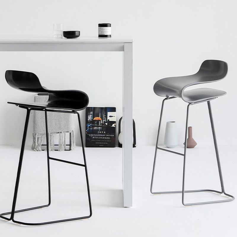 Nordic Simple Low Back Barstool Indoor Iron Tall Stool with Plastic Seat Clearhalo 'Bar Furniture' 'Bar Stools' 'bar_stools' 'furn' 'furn_bar_stools' 'furniture_bar_stools' 'Kitchen & Dining Furniture' 'kitchen&dining_furn' 'kitchen' 'kitchen_furn' Furniture' 1200x1200_1c8d070e-91b7-40f2-a798-7df1c94159d3