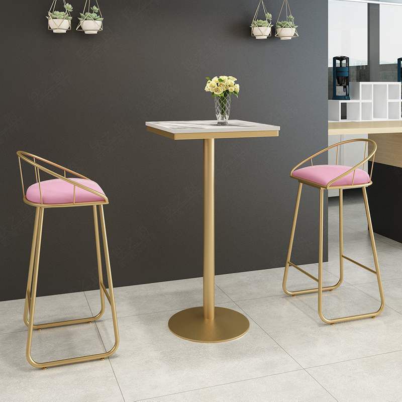 Glam Bar Dining Table Pedestal White Bistro Bar Table with Metal Base Clearhalo 'Bar Furniture' 'Bar Tables' 'bar_tables' 'furn' 'furn_bar_tables' 'Furniture' 'Kitchen & Dining Furniture' 1200x1200_1c8d90a4-613f-4e6a-a65e-61c0fd8b27d1