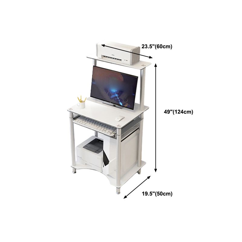 Contemporary Glass Computer Desk Keyboard Tray Rectangular Office Desk Clearhalo 'furn' 'furn_office_desk' 'Furniture' 'Office Desks' 'Office Furniture' 'office_desk' 1200x1200_1c8da3ce-6a5d-4832-828e-1f2d90f660f7