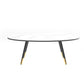 17.71" Tall 4 Legs Oval Coffee Table Stone Top Cocktail Table