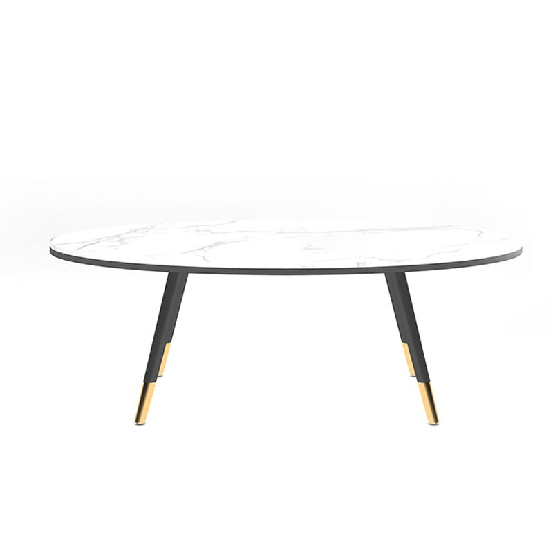 17.71" Tall 4 Legs Oval Coffee Table Stone Top Cocktail Table