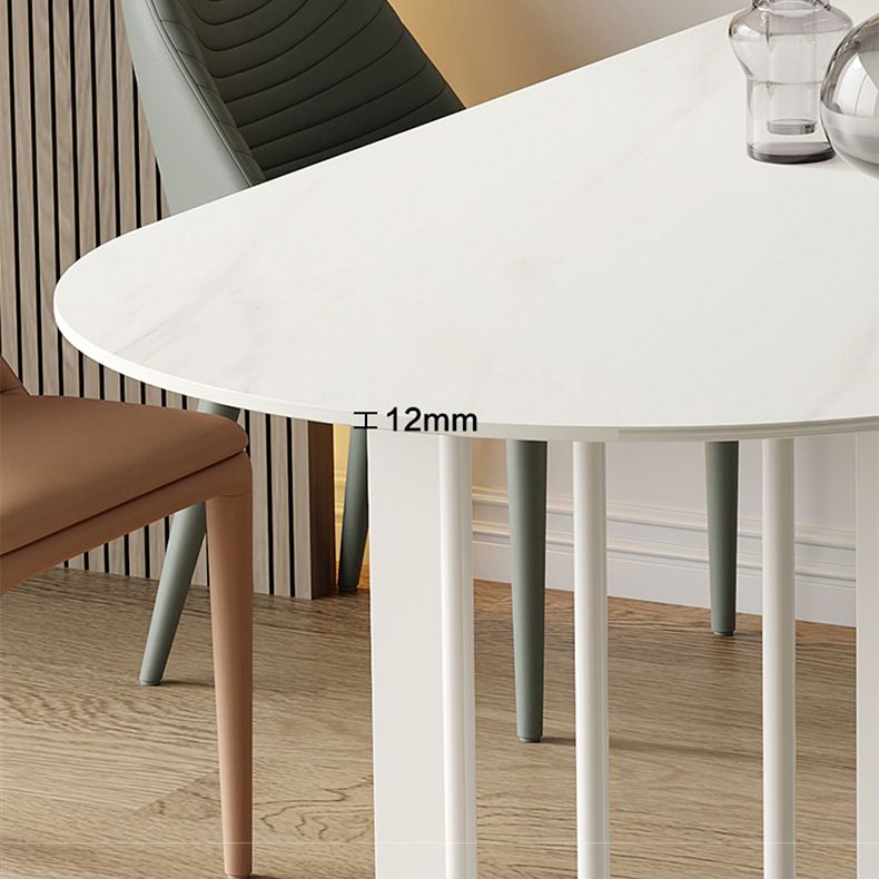 Living Room Simple Stone Table White Oval Table with Metal Pedestal Clearhalo 'Dining Tables & Seating' 'Dining Tables' 'dining_table' 'Furniture' 'furniture_dining_table' 'Kitchen & Dining Furniture' 'kitchen' 'kitchen_dining_table' 1200x1200_1c8eba82-73dd-4cfd-bbb3-b27810ca6721
