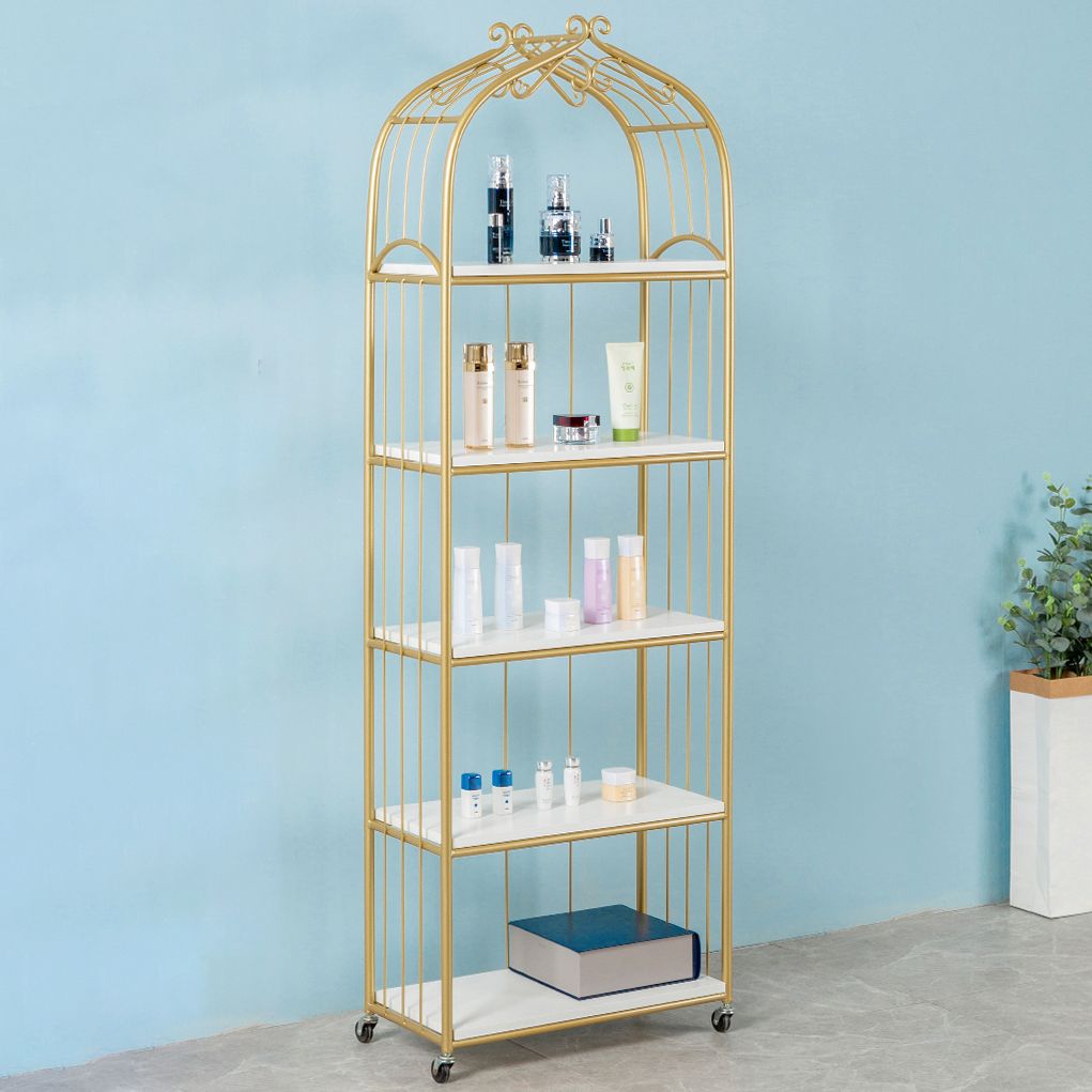 Glam Style Bookshelf Open Back Bookcase for Home Office Study Room with Casters Clearhalo 'Bookcases' 'furn' 'furn_bookcases' 'Furniture' 'furniture_bookcases' 'kitchen' 'kitchen_bookcases' 'Living Room Furniture' 'Office Furniture' 1200x1200_1c8ecd8d-f759-47fd-bcdb-b1967bc2c053