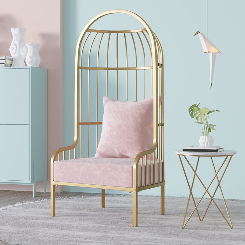 Fixed Back Lounge Chair Pillow Back Fabric Seat Chair with Gold Tone Legs Clearhalo 'Accent Chairs' 'accent_chairs' 'Chairs & Seating' 'furn' 'furn_accent_chairs' 'Furniture' 'Living Room Furniture' 1200x1200_1c8f915c-1dc1-4fb6-9ac1-8f4e4c4a90d7