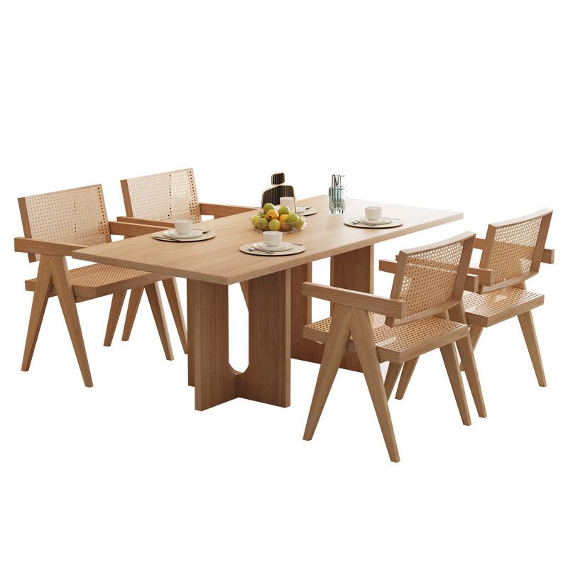 Industrial 1/4/5 Pieces Dining Set Rectangle Wood Dining Table for Dining Room Clearhalo 'Dining Room Sets' 'Dining Tables & Seating' 'dining_room_set' 'furn' 'furn_dining_room_set' 'Furniture' 'Kitchen & Dining Furniture' 1200x1200_1c8fbc00-62d0-42b7-b3cd-3514b246d8a7
