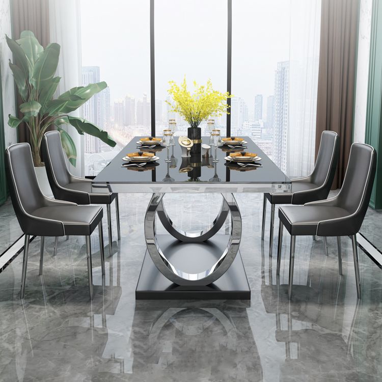 Rectangle Luxury Style Dining Table Fixed Table with Trestle Base Clearhalo ' dining_table' 'Dining Tables & Seating' 'Dining Tables' 'furn' 'furn_dining_table' 'Furniture' 'furniture_dining_table' 'Kitchen & Dining Furniture' 'kitchen&dining_furn' 'kitchen' 'kitchen_dining_table' 1200x1200_1c9123c6-91ab-4858-a0ae-215951b8507f