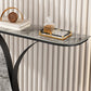 Mesa de consola de media luna contemporánea con base de hierro negro para Hall