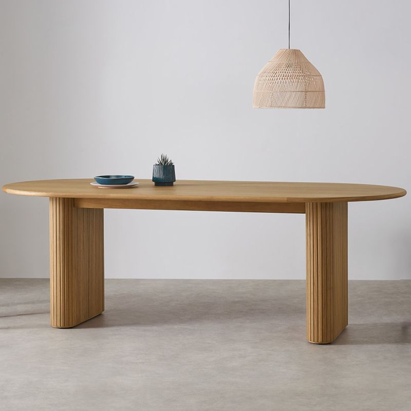 Modern Solid Wood Dining Table Oval Table with Double Pedestal Clearhalo 'Dining Tables & Seating' 'Dining Tables' 'dining_table' 'furn' 'furn_dining_table' 'Furniture' 'furniture_dining_table' 'Kitchen & Dining Furniture' 'kitchen' 'kitchen_dining_table' 1200x1200_1c931c13-7183-4d7c-aefc-63df46d6444d