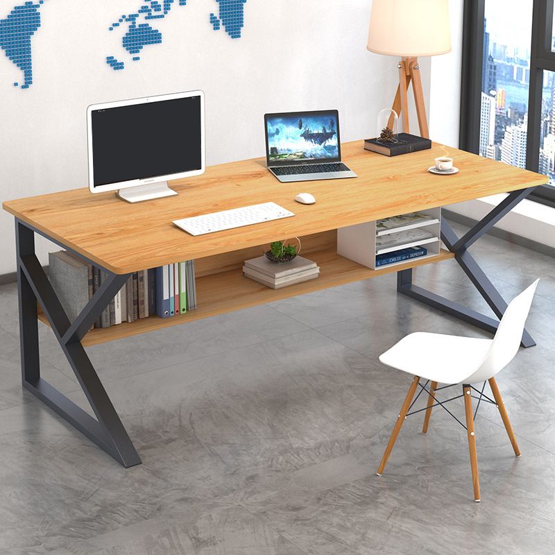 Industrial Curved Computer Desk Sled Office Desk with Storage Shelf Clearhalo 'furn' 'furn_office_desk' 'Furniture' 'Office Desks' 'Office Furniture' 'office_desk' 1200x1200_1c93387d-ac01-48d6-9cb8-d4ee1fe70ec7