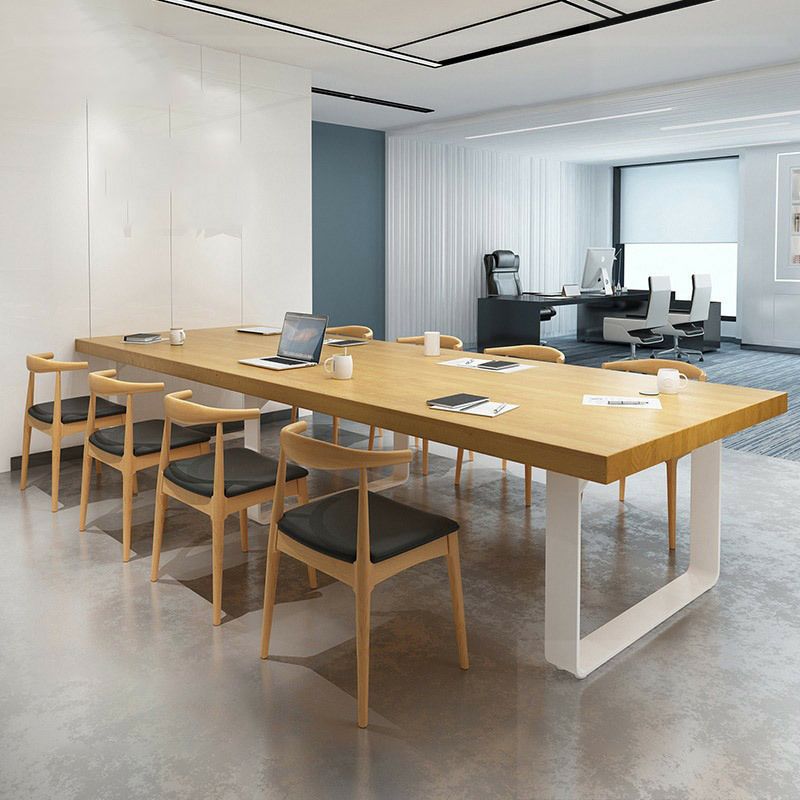 Metal Industrial Rectangle Dining Table Pine Solid Wood Top Table with Sled Base Clearhalo ' dining_table' 'Dining Tables & Seating' 'Dining Tables' 'furn' 'furn_dining_table' 'Furniture' 'furniture_dining_table' 'Kitchen & Dining Furniture' 'kitchen&dining_furn' 'kitchen' 'kitchen_dining_table' 1200x1200_1c933f18-e3fb-4937-a528-b649c6fe0acc