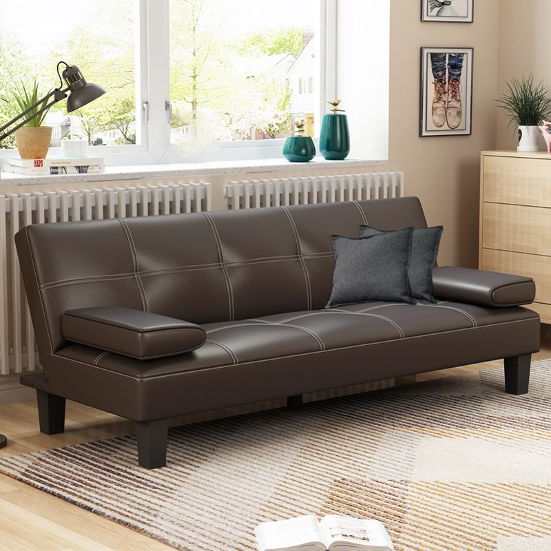 Modern Biscuit Back Faux Leather Sofa with Foldable and Wear-resisting Clearhalo 'furn' 'furn_sofas' 'Furniture' 'furniture_sofas' 'kitchen' 'kitchen_sofas' 'Living Room Furniture' 'Sofa' 'sofas' 1200x1200_1c94065e-af11-4026-aeea-f27900a120fe