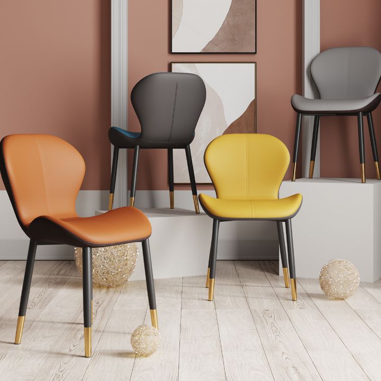 Leather Contemporary Home Side Chair Wingback Matte Finish Dining Chair Clearhalo ' kitchen&dining_furn' 'Dining Chairs' 'Dining Tables & Seating' 'dining_chair' 'furn' 'furn_dining_chair' 'Furniture' 'furniture_dining_chair' 'Kitchen & Dining Furniture' 'kitchen' 1200x1200_1c95efee-5ce6-4386-9afb-a627c4e53417