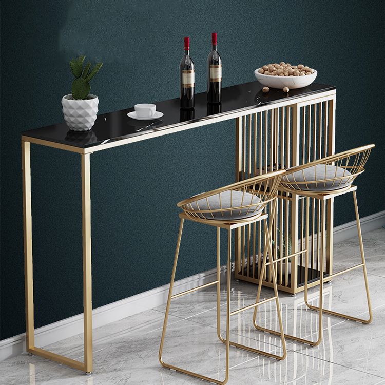 Marble Bistro Bar Desk with Rectangle Table Top Double Pedestal Table - 41.3" H Clearhalo 'Bar Furniture' 'Bar Tables' 'bar_tables' 'furn' 'furn_bar_tables' 'Furniture' 'furniture_bar_tables' 'Kitchen & Dining Furniture' 1200x1200_1c981cbe-0710-45d1-b048-79257a9fc00f