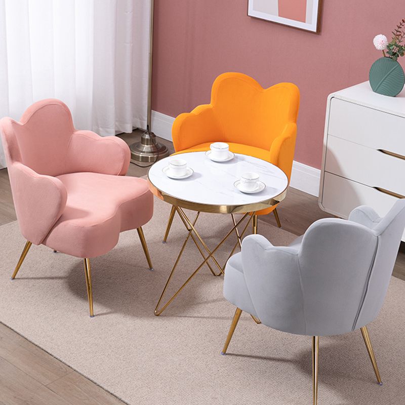 Glam Armrest Backrest Cushion Chair with Metal Legs for Hotel