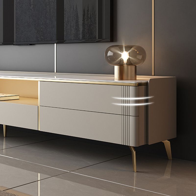 Glam Stone TV Stand Console Open Storage TV Media Stand with Drawers for Living Room Clearhalo 'furn' 'furn_tv_stands_entertainment_centers' 'Furniture' 'Living Room Furniture' 'TV Stands & Entertainment Centers' 'TV Stands & Media Storage Furniture' 'tv_stands_entertainment_centers' 1200x1200_1c9af2de-357e-4b94-a797-5a9216cf5d9f