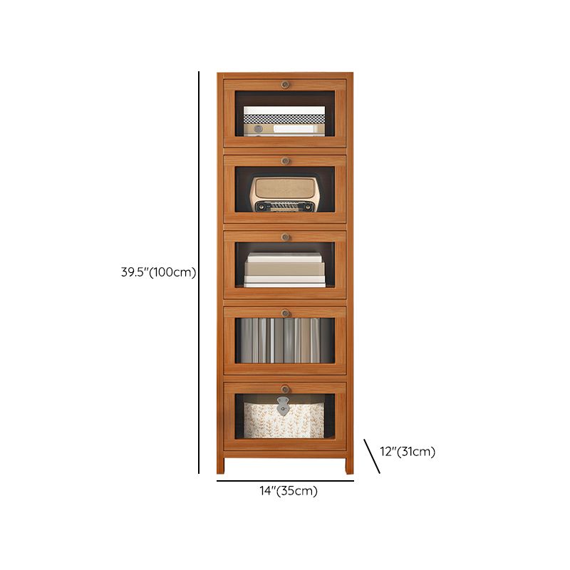 Mid-Century Modern 13.8"W Accent Chest Rectangle Side Cabinet in Brown Clearhalo 'Cabinets & Chests' 'cabinets_chests' 'furn' 'furn_cabinets_chests' 'Furniture' 'Living Room Furniture' 1200x1200_1c9af8da-86bd-45a8-ab69-f434f9a3a0db