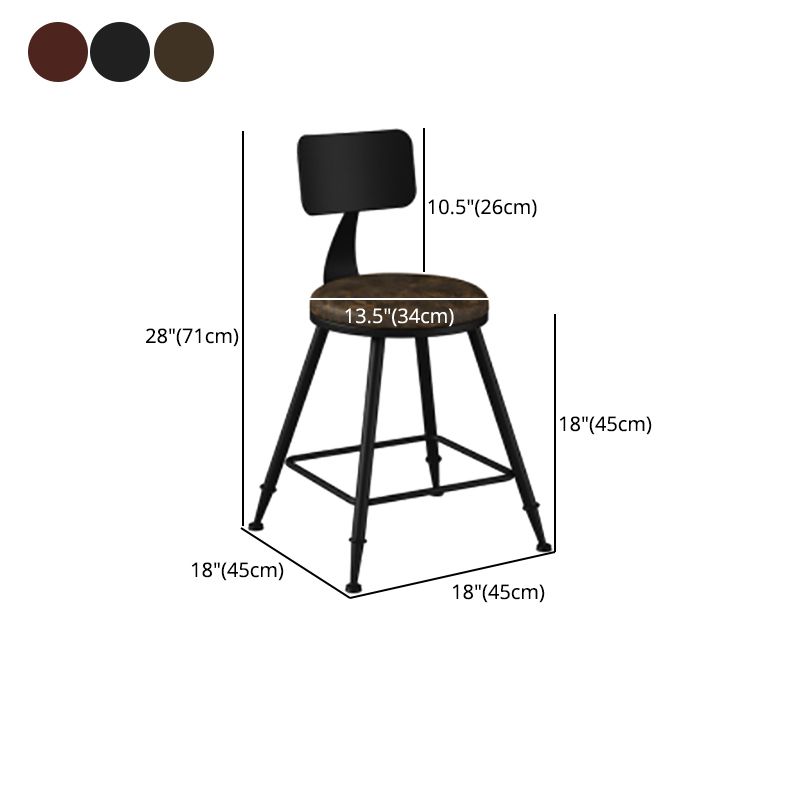 Modern Backrest Counter Stool Iron Cafe Bar Stool with Leather Cushion and Pedal Clearhalo 'Bar Furniture' 'Bar Stools' 'bar_stools' 'furn' 'furn_bar_stools' 'Furniture' 'furniture_bar_stools' 'Kitchen & Dining Furniture' 1200x1200_1c9b9bfa-69f6-4599-95ce-149a31c3afbf