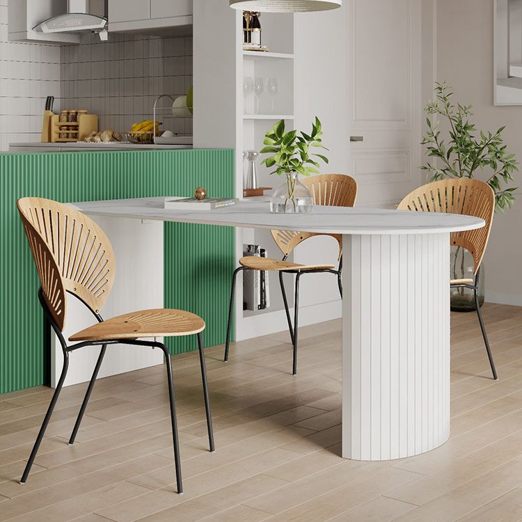 Sintered Stone Dining Table Modern White Furniture with Double Pedestal for Office Clearhalo 'Dining Tables & Seating' 'Dining Tables' 'dining_table' 'furn' 'furn_dining_table' 'Furniture' 'Kitchen & Dining Furniture' 1200x1200_1c9c2c9f-102f-4e7b-8fad-375b8f78df0f