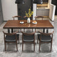 Industrial Style Solid Wood Dining Set with Fixed Table and Double Pedestal Base Clearhalo 'Dining Room Sets' 'Dining Tables & Seating' 'dining_room_set' 'furn' 'furn_dining_room_set' 'Furniture' 'furniture_dining_room_set' 'Kitchen & Dining Furniture' 'kitchen&dining_furn' 'kitchen' 1200x1200_1c9c7175-1efe-4f42-8709-99cd769acbf8