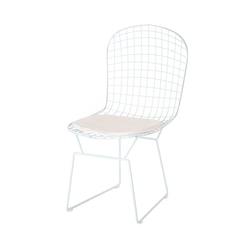 Armless Kitchen Dining Side Chair Metal Dining Chair in White