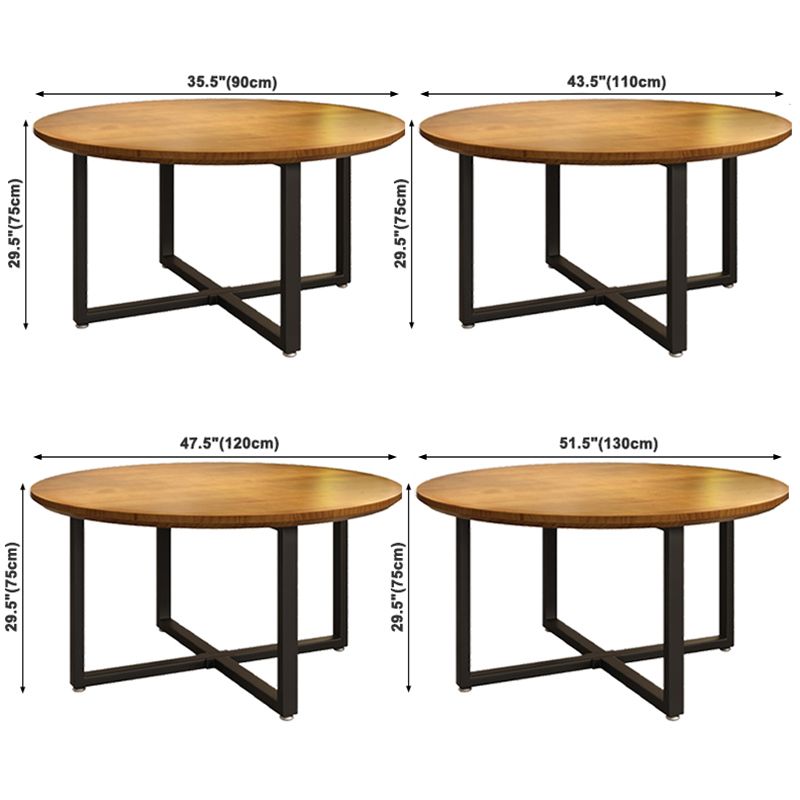 Contemporary Style Wood Dining Table Round Shape Table with Metallic Trestle Base Clearhalo ' dining_table' 'Dining Tables & Seating' 'Dining Tables' 'furn' 'furn_dining_table' 'Furniture' 'furniture_dining_table' 'Kitchen & Dining Furniture' 'kitchen&dining_furn' 'kitchen' 'kitchen_dining_table' 1200x1200_1c9e69dc-554a-47de-b231-8e77affd85b0