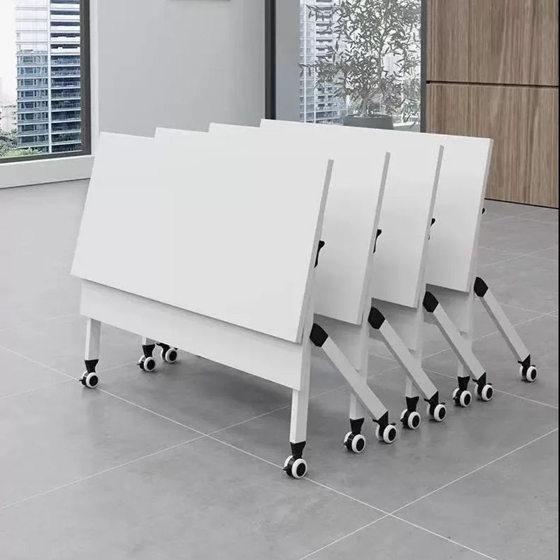 Rectangular Shaped Folding Writing Desk Wood with Metal Legs in White Clearhalo 'furn' 'furn_office_desk' 'Furniture' 'Office Desks' 'Office Furniture' 'office_desk' 1200x1200_1c9ec42f-771e-4d41-89db-b21216338645