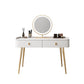 Vanity bianco con tavolo da trucco e sgabelli, cassetti 1/2 cassetti - 31,89 "H