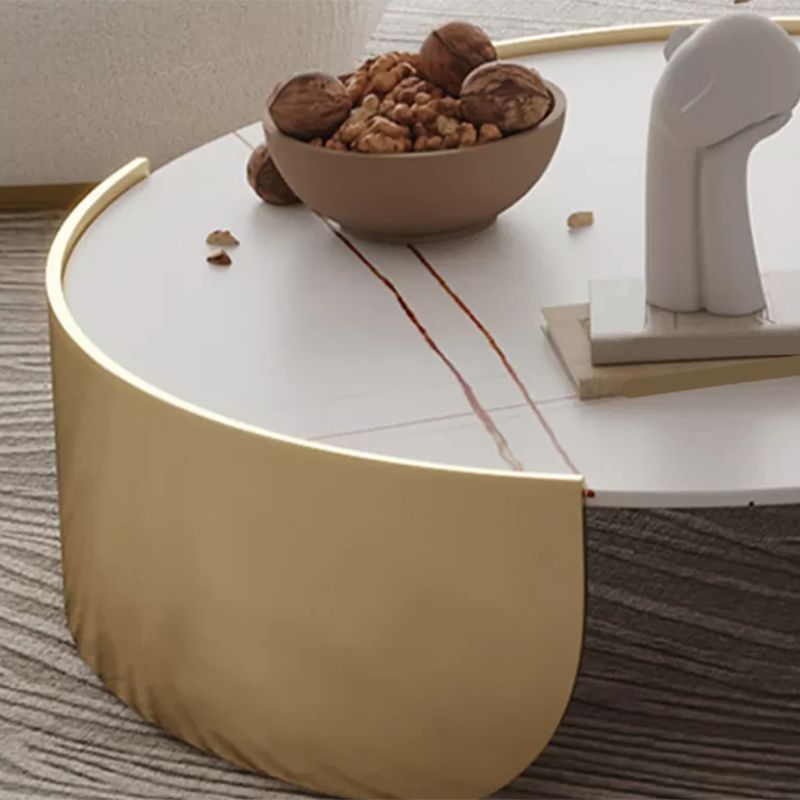 Dia 35.4" Round Cocktail Table Glam Slate Top 1 Single Coffee Table Clearhalo 'Coffee & Accent Tables' 'Coffee Tables' 'coffee_tables' 'furn' 'furn_coffee_tables' 'Furniture' 'Living Room Furniture' 1200x1200_1ca2ba94-3f6f-4d7b-bf85-123b9cac90ea