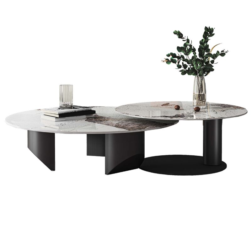 Slate Round Modern Coffee Table No Distressing Coffee Table Set Clearhalo 'Coffee & Accent Tables' 'Coffee Tables' 'coffee_tables' 'furn' 'furn_coffee_tables' 'Furniture' 'Living Room Furniture' 1200x1200_1ca30df8-87cb-4e35-bbf1-1405f487d3d7